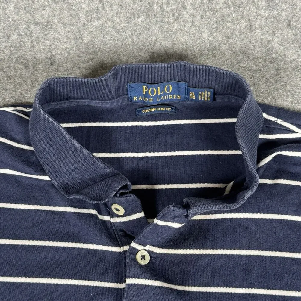 Polo By Ralph Lauren Polo Shirt Men XL /TG Blue Striped Logo